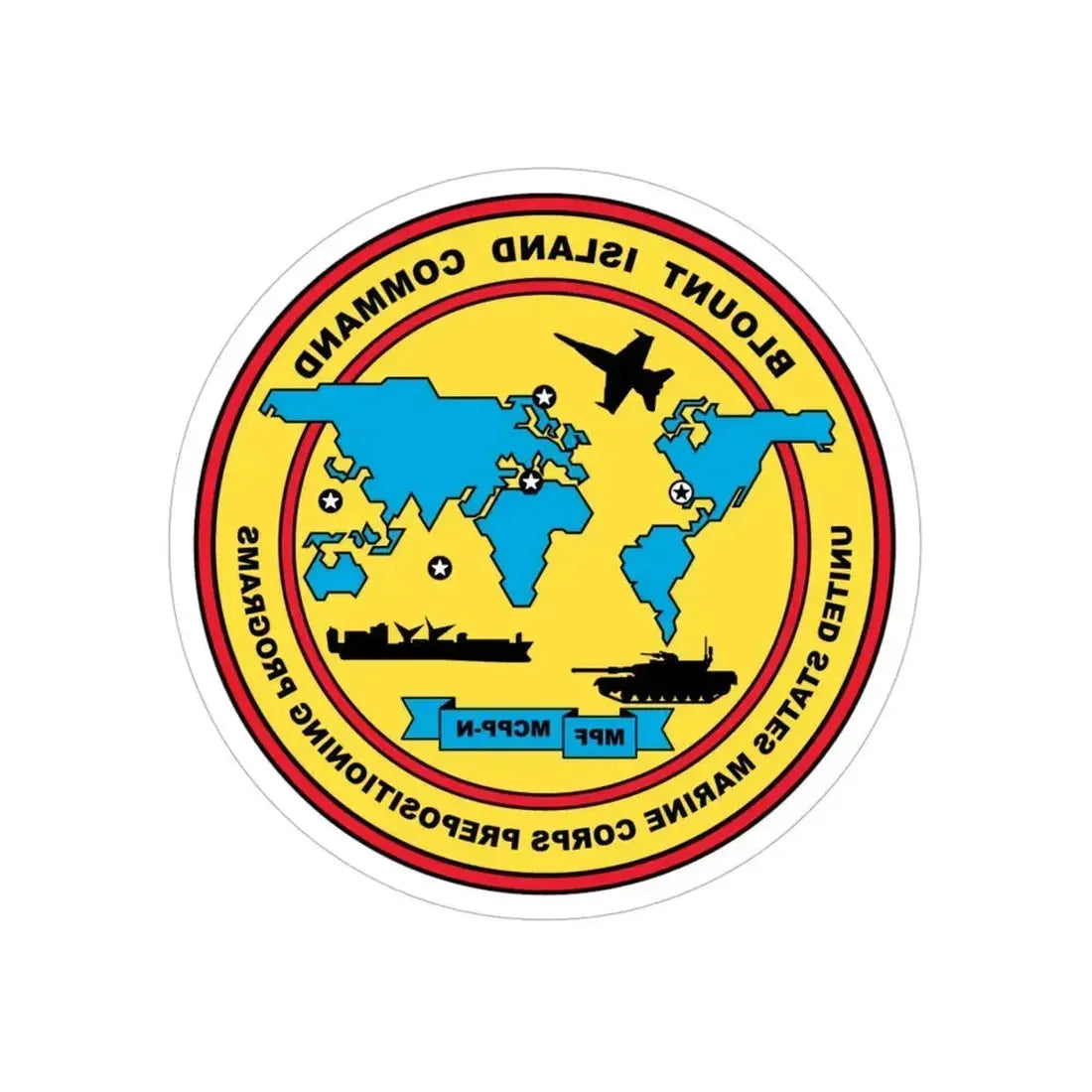 Blowout Island Command United States Marine Corps Prepositioning Programs (USMC) REVERSE PRINT Transparent Die-Cut STICKER 5 Inch Die-Cut Transparent - The Sticker Space