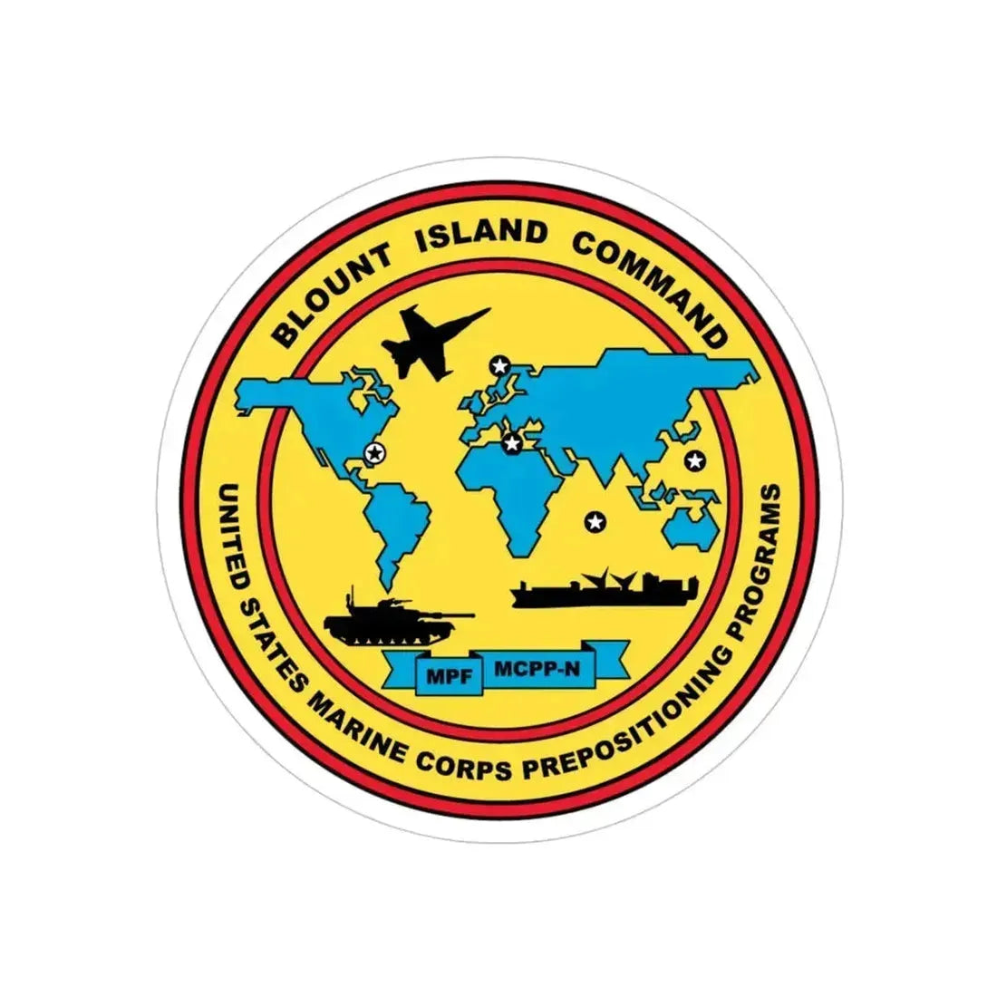 Blowout Island Command United States Marine Corps Prepositioning Programs (USMC) Transparent STICKER Die-Cut Vinyl Decal 4 Inch - The Sticker Space