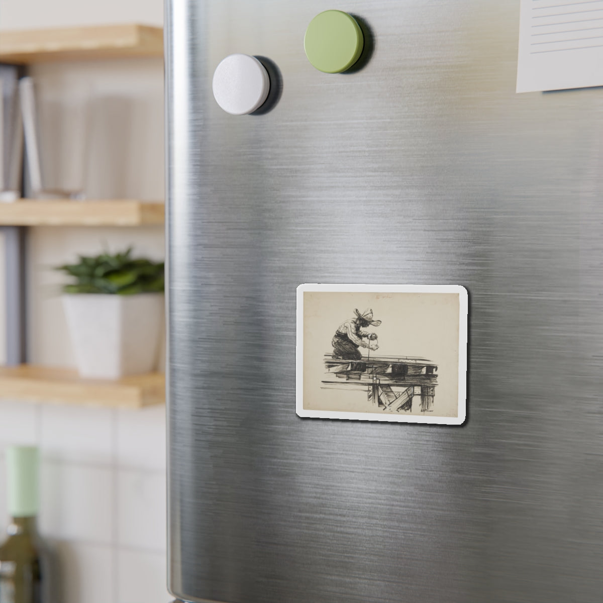 Blue Book Magazine Illustration (Magazine Illustration) Refrigerator Magnet-The Sticker Space