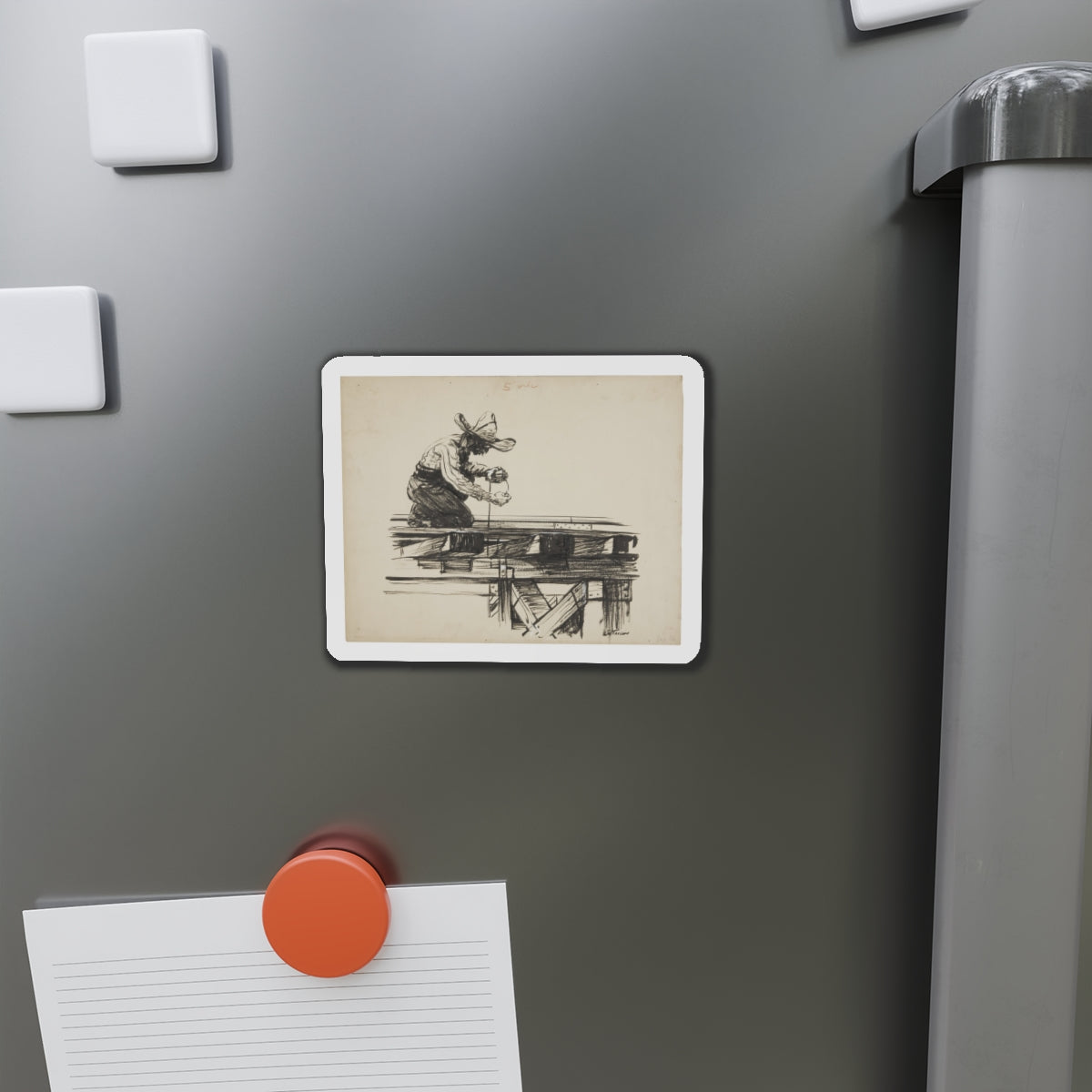 Blue Book Magazine Illustration (Magazine Illustration) Refrigerator Magnet-The Sticker Space