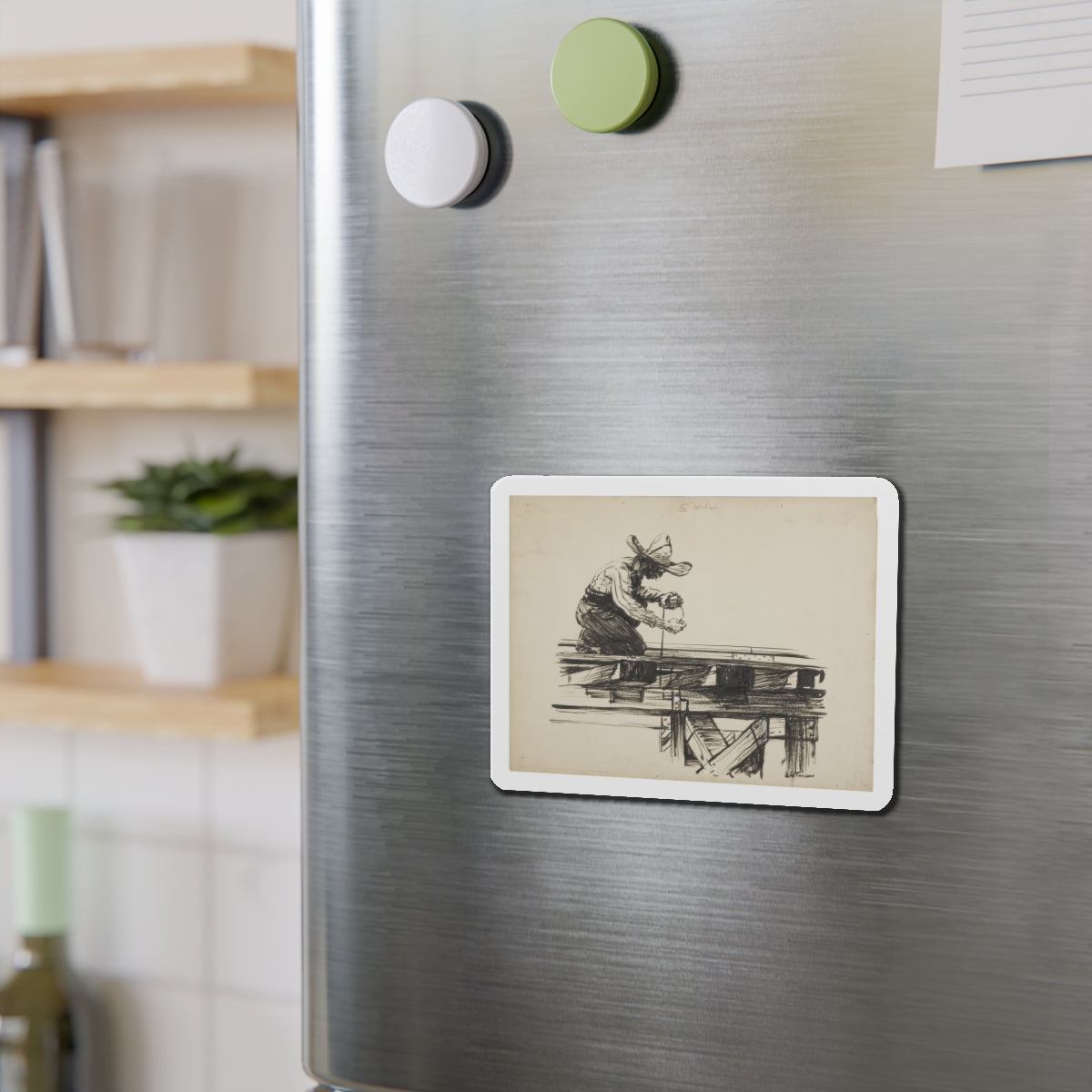 Blue Book Magazine Illustration (Magazine Illustration) Refrigerator Magnet-The Sticker Space