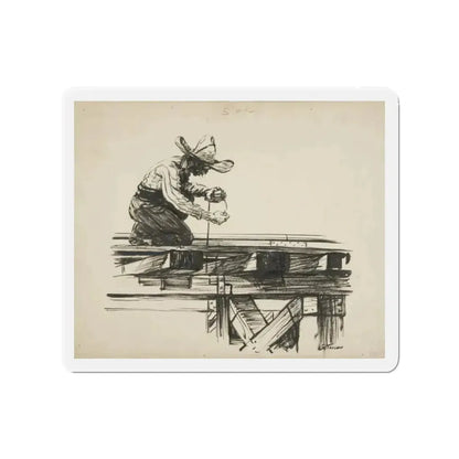 Blue Book Magazine Illustration (Magazine Illustration) Refrigerator Magnet 2 Inch Die-Cut - The Sticker Space