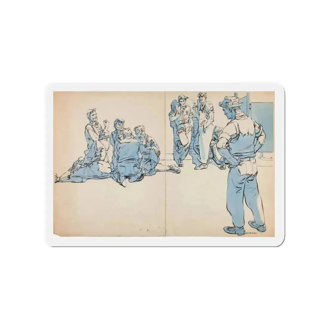 Blue Book Magazine Illustration (McCall Corporation, 1944) (Magazine Illustration) Refrigerator Magnet 3 Inch Die-Cut - The Sticker Space