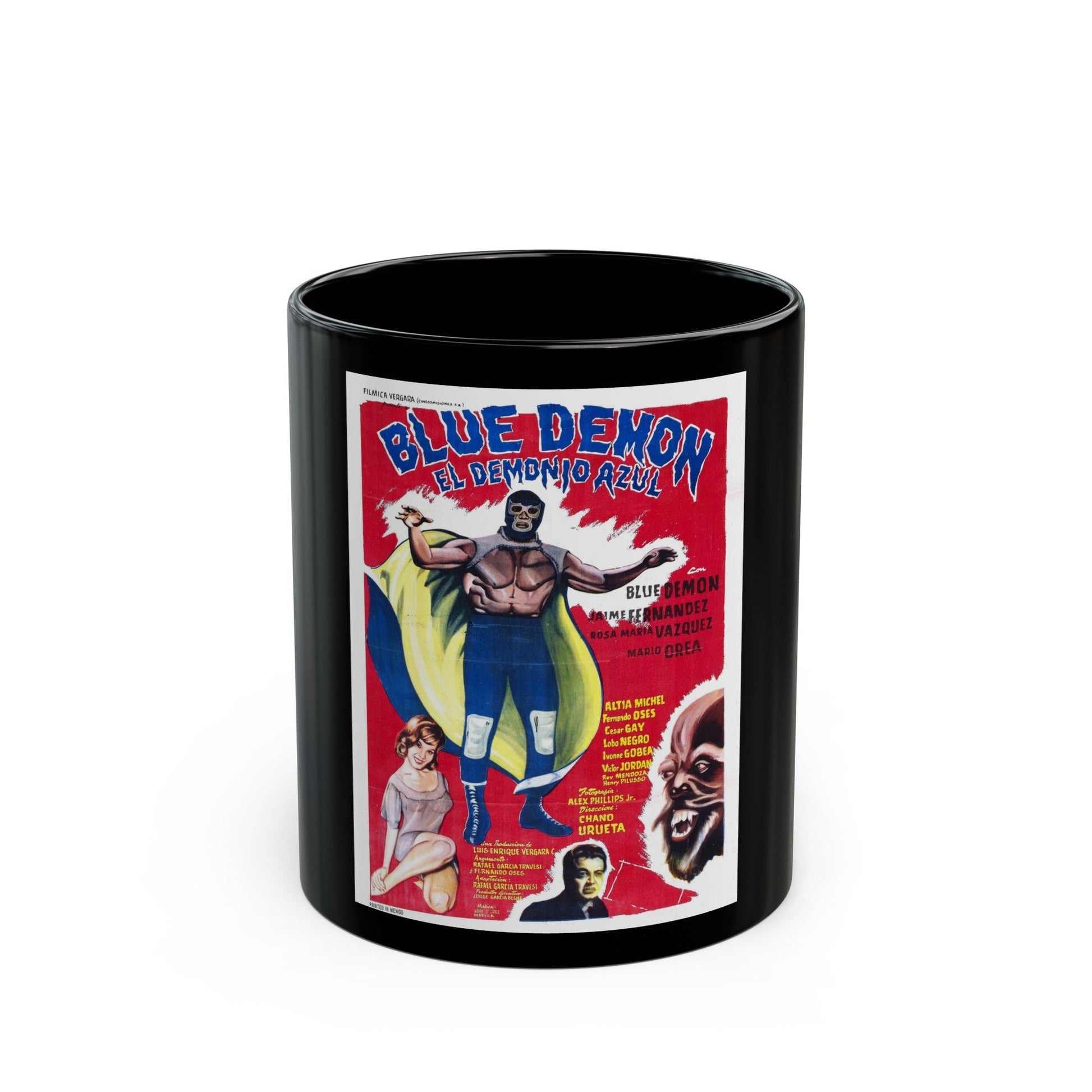 BLUE DEMON 1965 Movie Poster - Black Coffee Mug-11oz-The Sticker Space