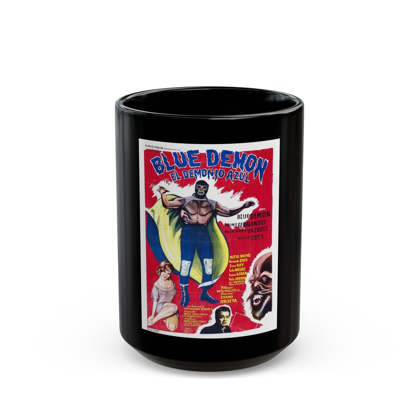 BLUE DEMON 1965 Movie Poster - Black Coffee Mug-15oz-The Sticker Space