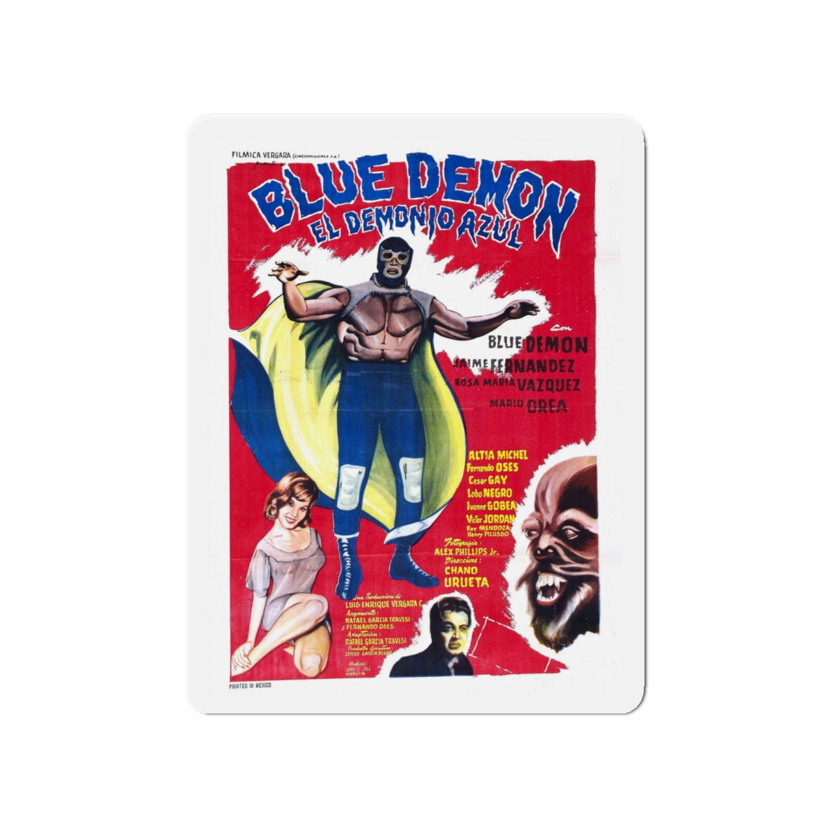 BLUE DEMON 1965 Movie Poster - Die-Cut Magnet-4" x 4"-The Sticker Space