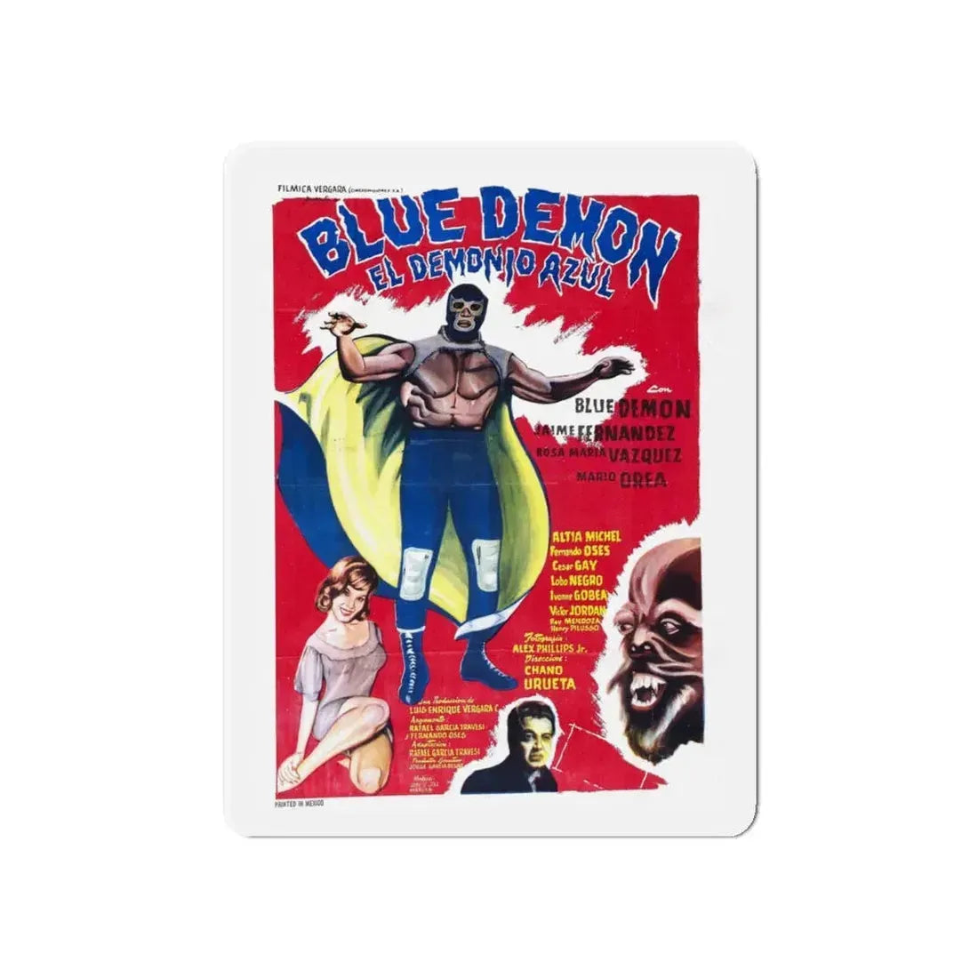 BLUE DEMON 1965 Movie Poster - Refrigerator Magnet 5 Inch - The Sticker Space