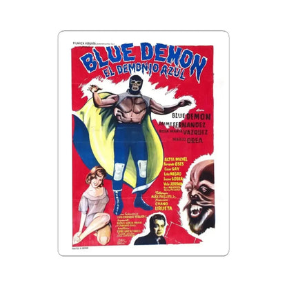 BLUE DEMON 1965 Movie Poster - STICKER Vinyl Kiss-Cut Decal 3 Inch White - The Sticker Space