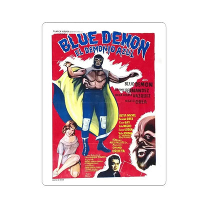 BLUE DEMON 1965 Movie Poster - STICKER Vinyl Kiss-Cut Decal 4 Inch White - The Sticker Space