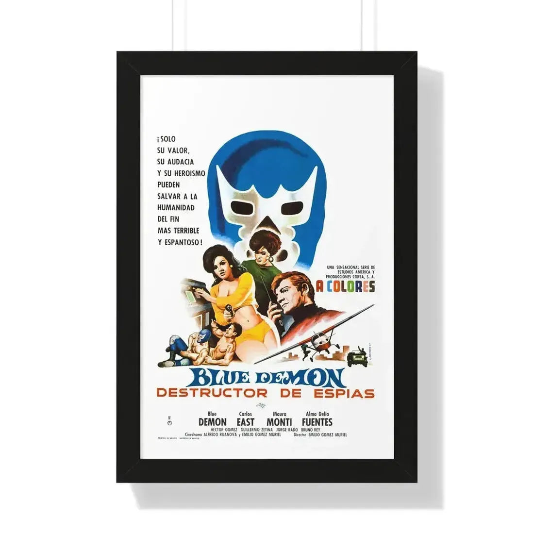 BLUE DEMON, SPY SMASHER 1968 - Framed Movie Poster 16″ x 24″ Black - The Sticker Space