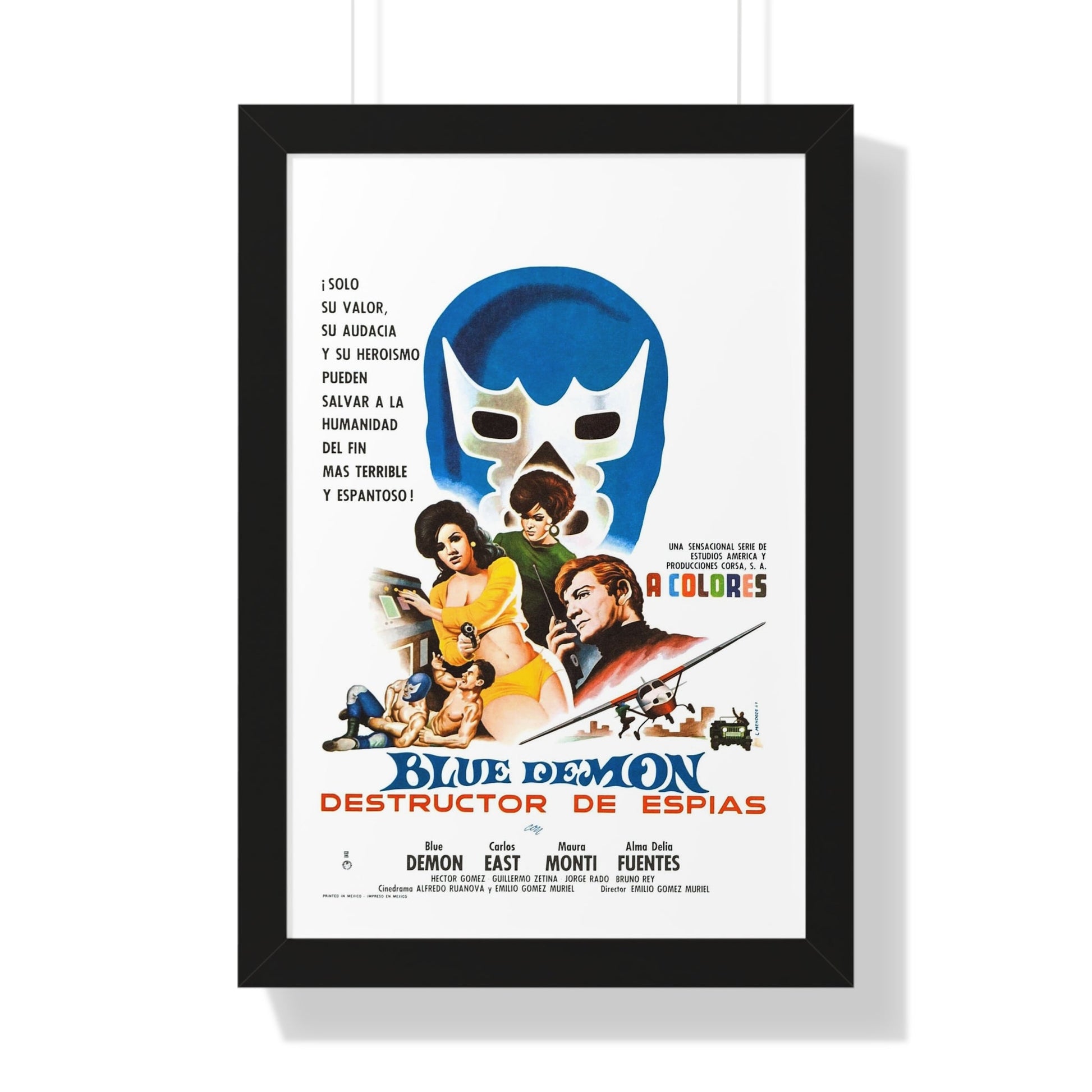 BLUE DEMON, SPY SMASHER 1968 - Framed Movie Poster-16″ x 24″-The Sticker Space