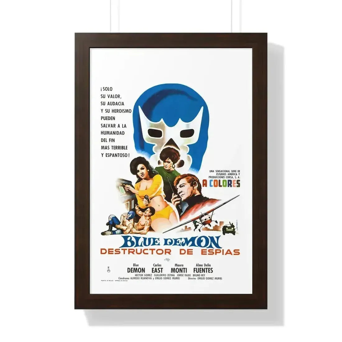 BLUE DEMON, SPY SMASHER 1968 - Framed Movie Poster 16″ x 24″ Walnut - The Sticker Space