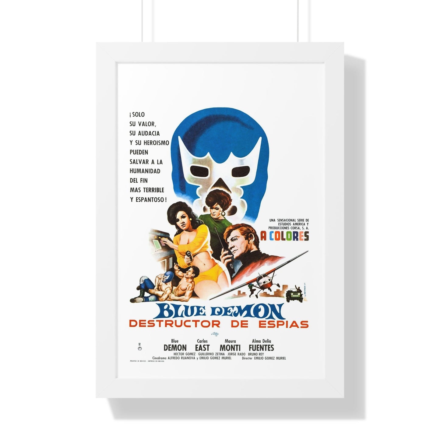 BLUE DEMON, SPY SMASHER 1968 - Framed Movie Poster-16″ x 24″-The Sticker Space