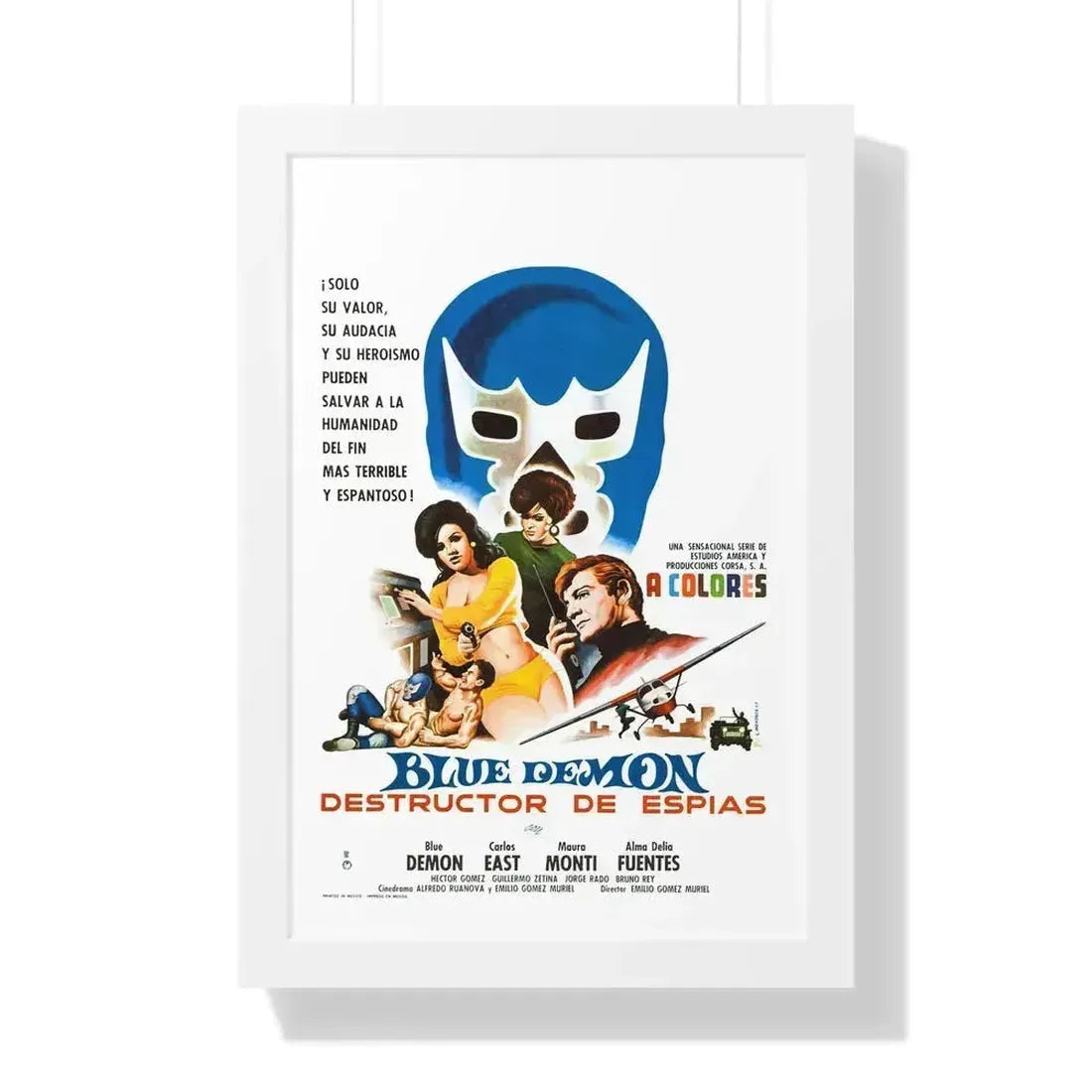 BLUE DEMON, SPY SMASHER 1968 - Framed Movie Poster 16″ x 24″ White - The Sticker Space