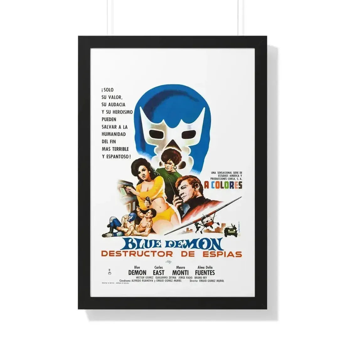 BLUE DEMON, SPY SMASHER 1968 - Framed Movie Poster 20" x 30" Black - The Sticker Space