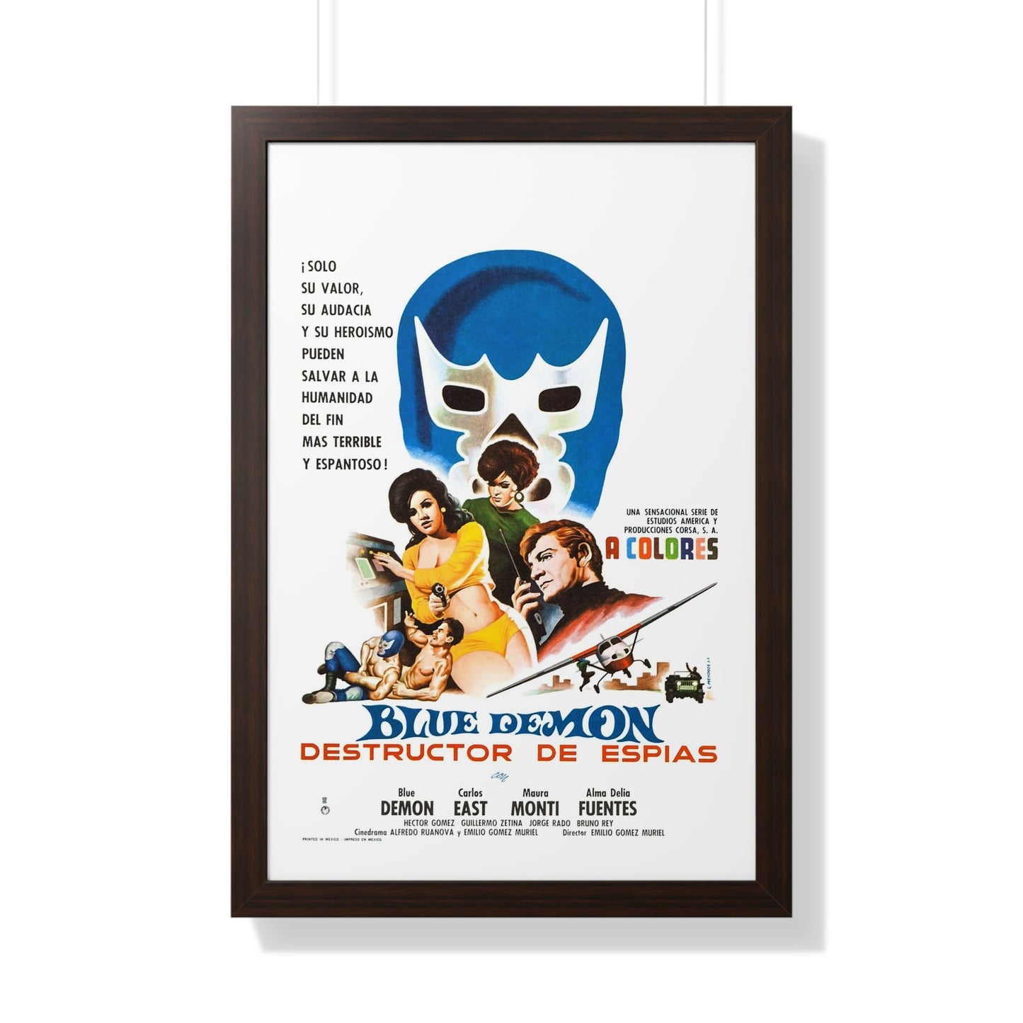 BLUE DEMON, SPY SMASHER 1968 - Framed Movie Poster-20" x 30"-The Sticker Space