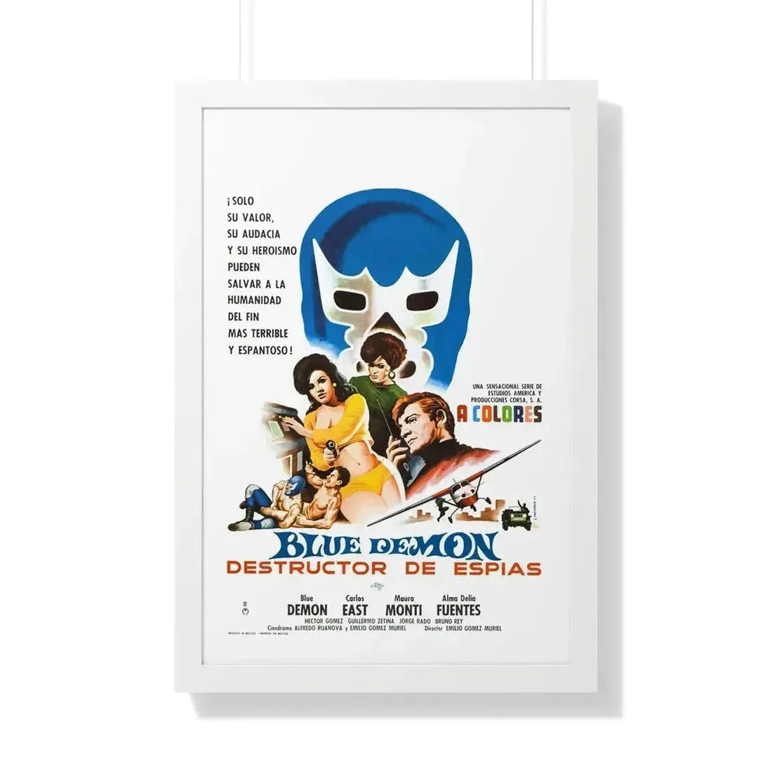 BLUE DEMON, SPY SMASHER 1968 - Framed Movie Poster 20" x 30" White - The Sticker Space