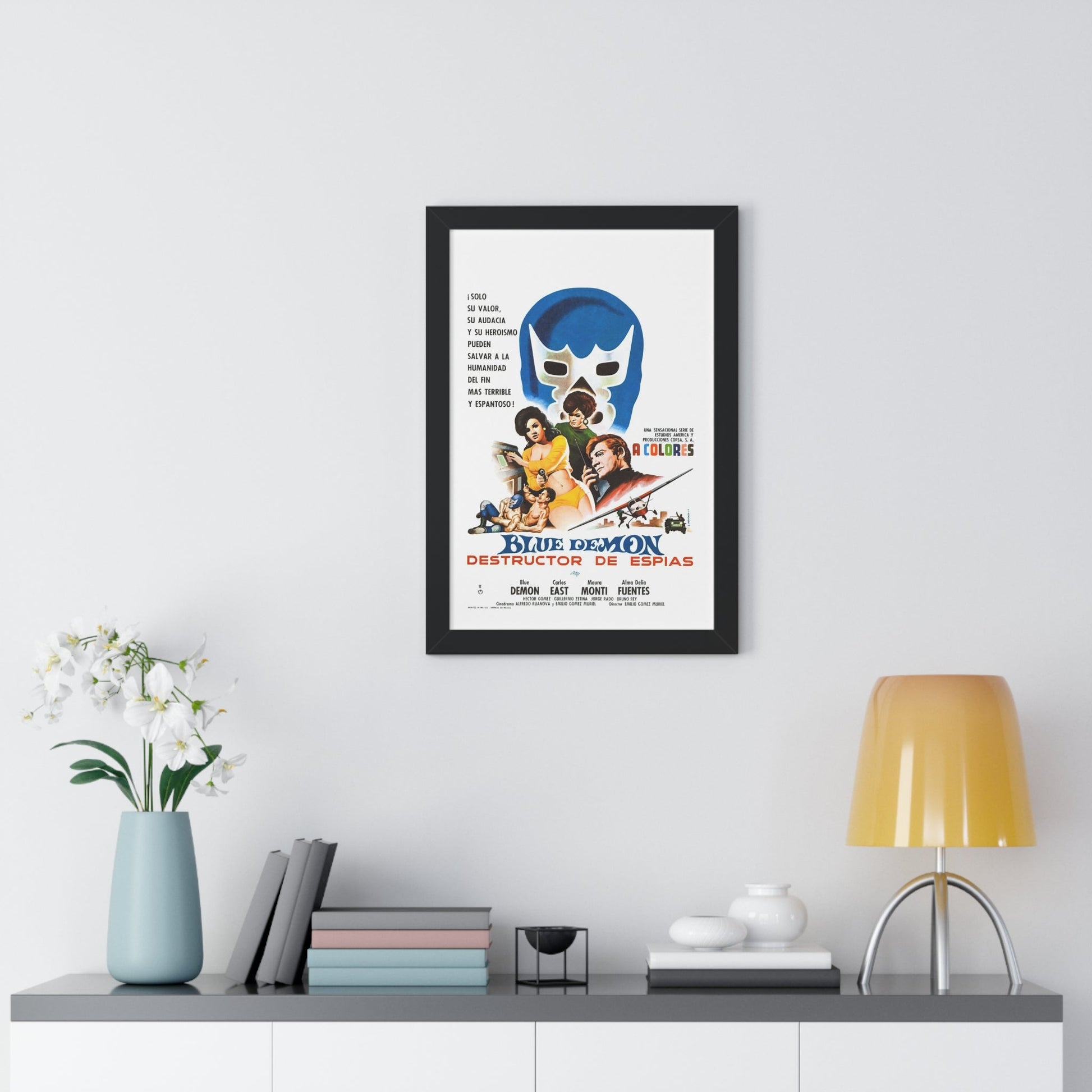 BLUE DEMON, SPY SMASHER 1968 - Framed Movie Poster-The Sticker Space