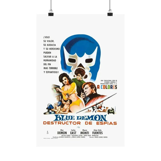 BLUE DEMON, SPY SMASHER 1968 - Paper Movie Poster 12″ x 18″ Matte - The Sticker Space