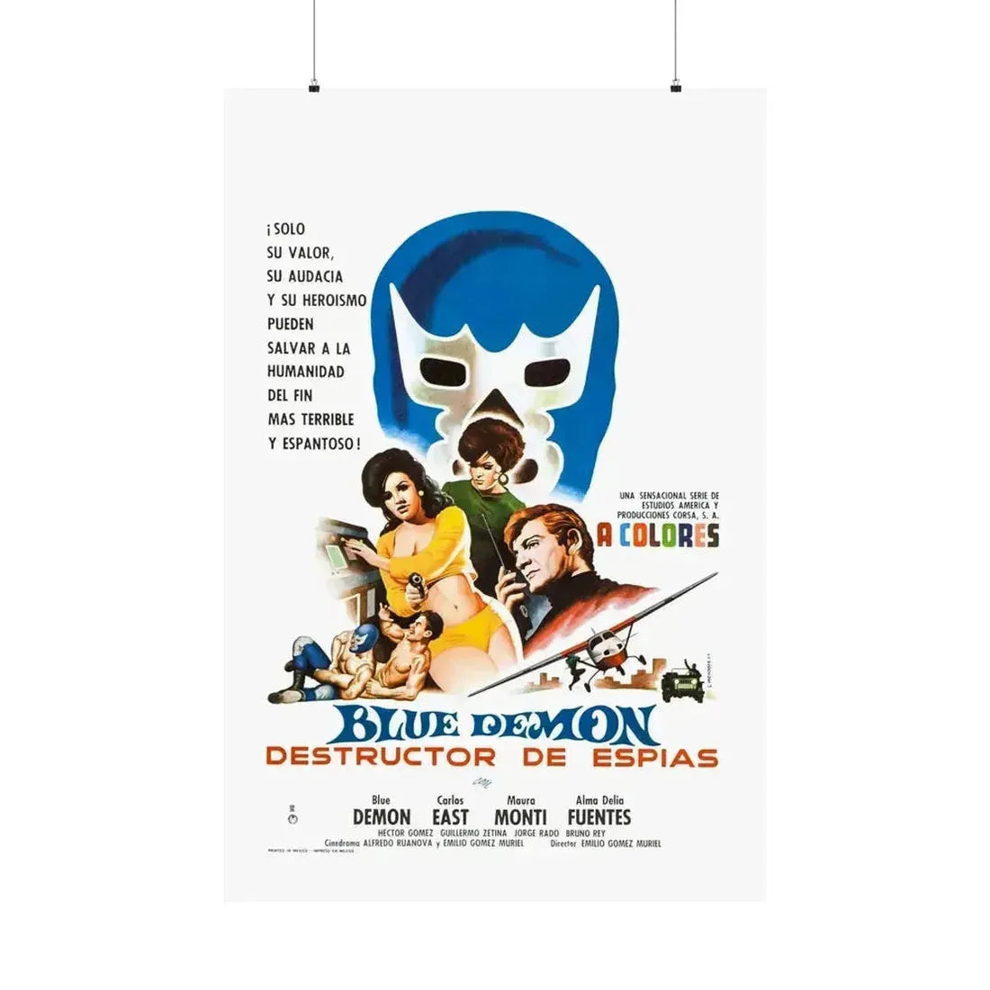 BLUE DEMON, SPY SMASHER 1968 - Paper Movie Poster 36" x 54" Matte - The Sticker Space