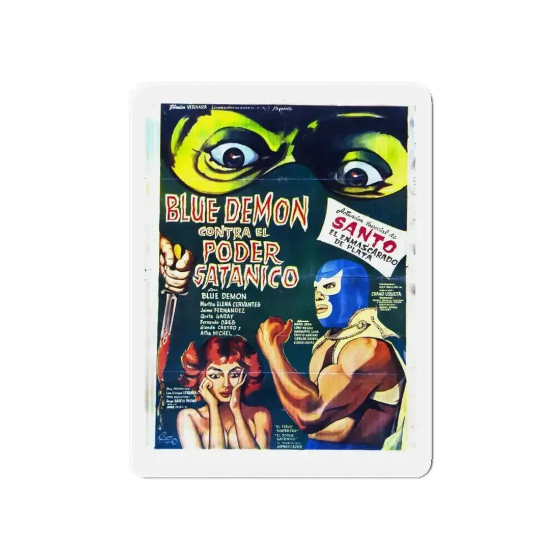 BLUE DEMON VS SATANIC POWER 1966 Movie Poster - Refrigerator Magnet - The Sticker Space