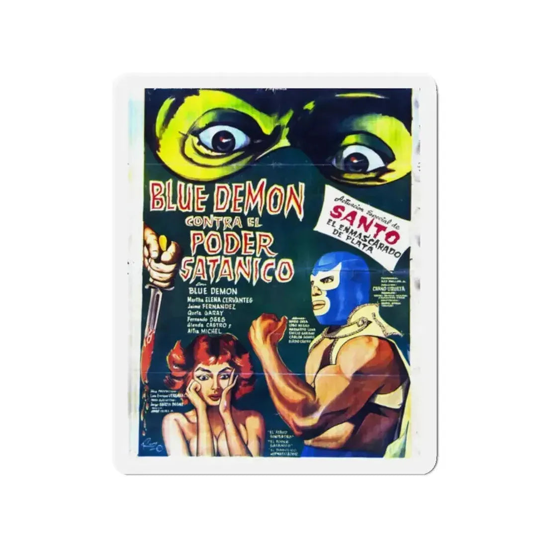 BLUE DEMON VS SATANIC POWER 1966 Movie Poster - Refrigerator Magnet - The Sticker Space