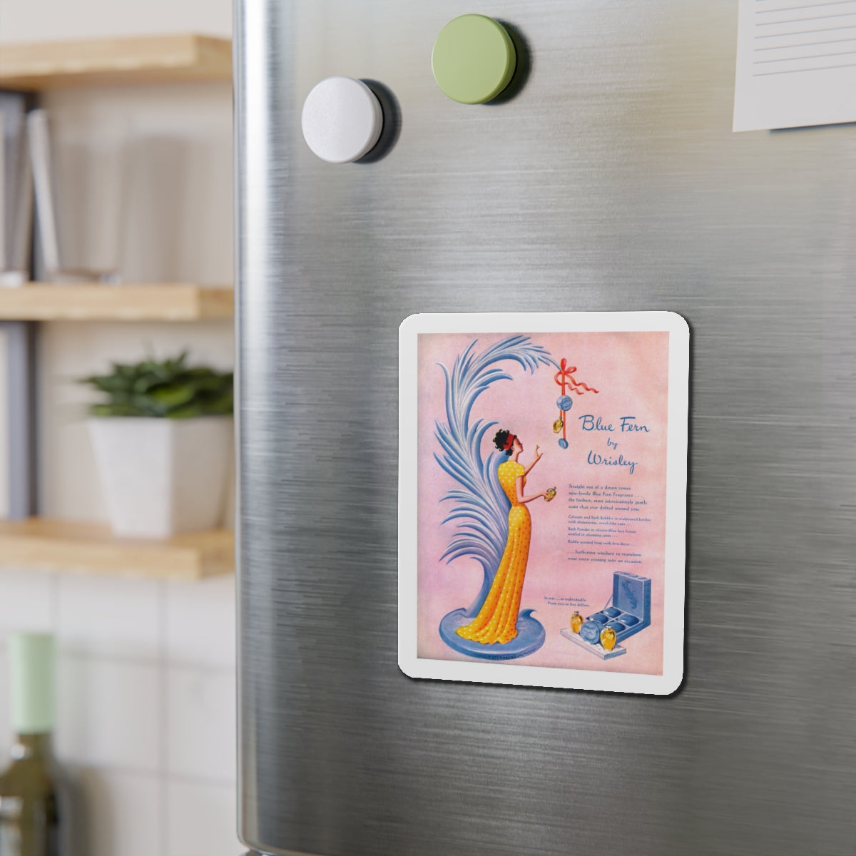 Blue Fern by Wrisley, 1948 (Magazine Illustration) Refrigerator Magnet-The Sticker Space