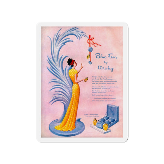 Blue Fern by Wrisley, 1948 (Magazine Illustration) Refrigerator Magnet-2" x 2"-The Sticker Space