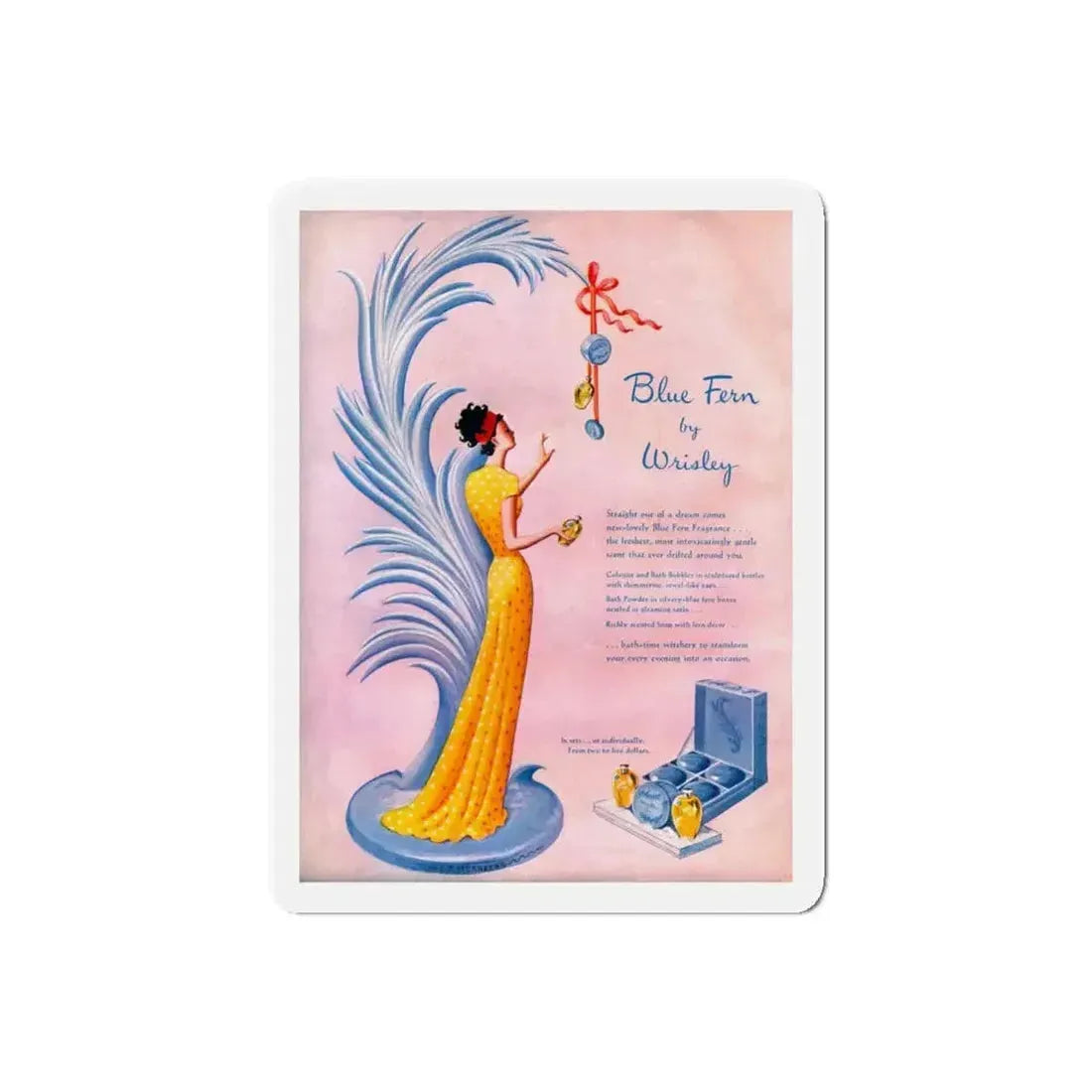 Blue Fern by Wrisley, 1948 (Magazine Illustration) Refrigerator Magnet - The Sticker Space