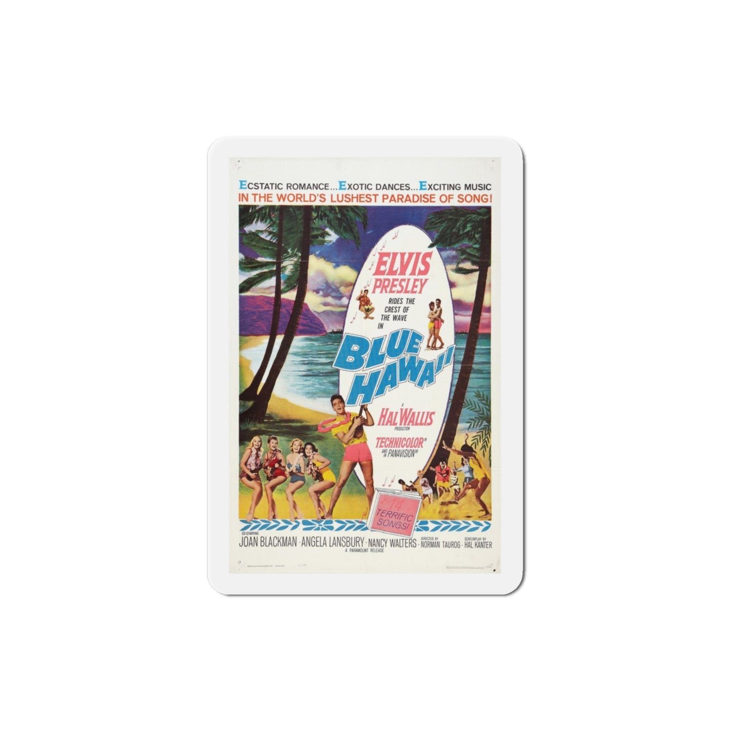 Blue Hawaii 1961 Movie Poster Die-Cut Magnet-3 Inch-The Sticker Space