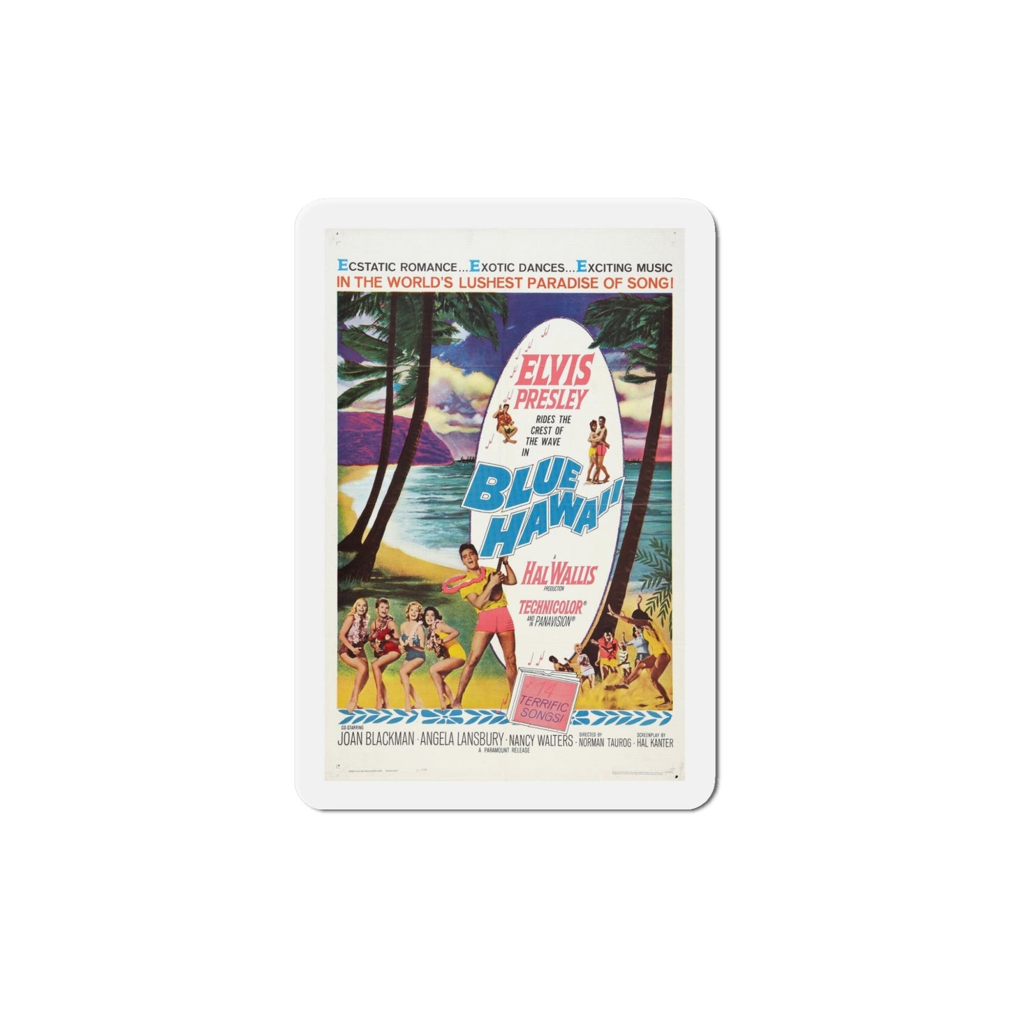 Blue Hawaii 1961 Movie Poster Die-Cut Magnet-5 Inch-The Sticker Space