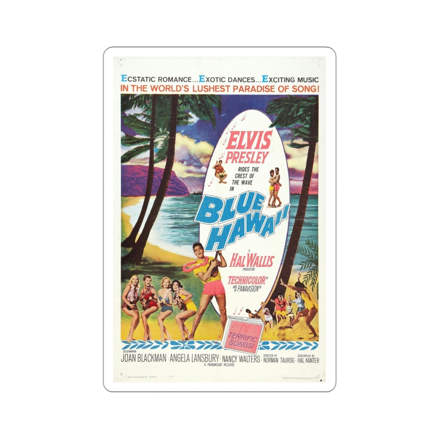 Blue Hawaii 1961 Movie Poster STICKER Vinyl Die-Cut Decal-4 Inch-The Sticker Space