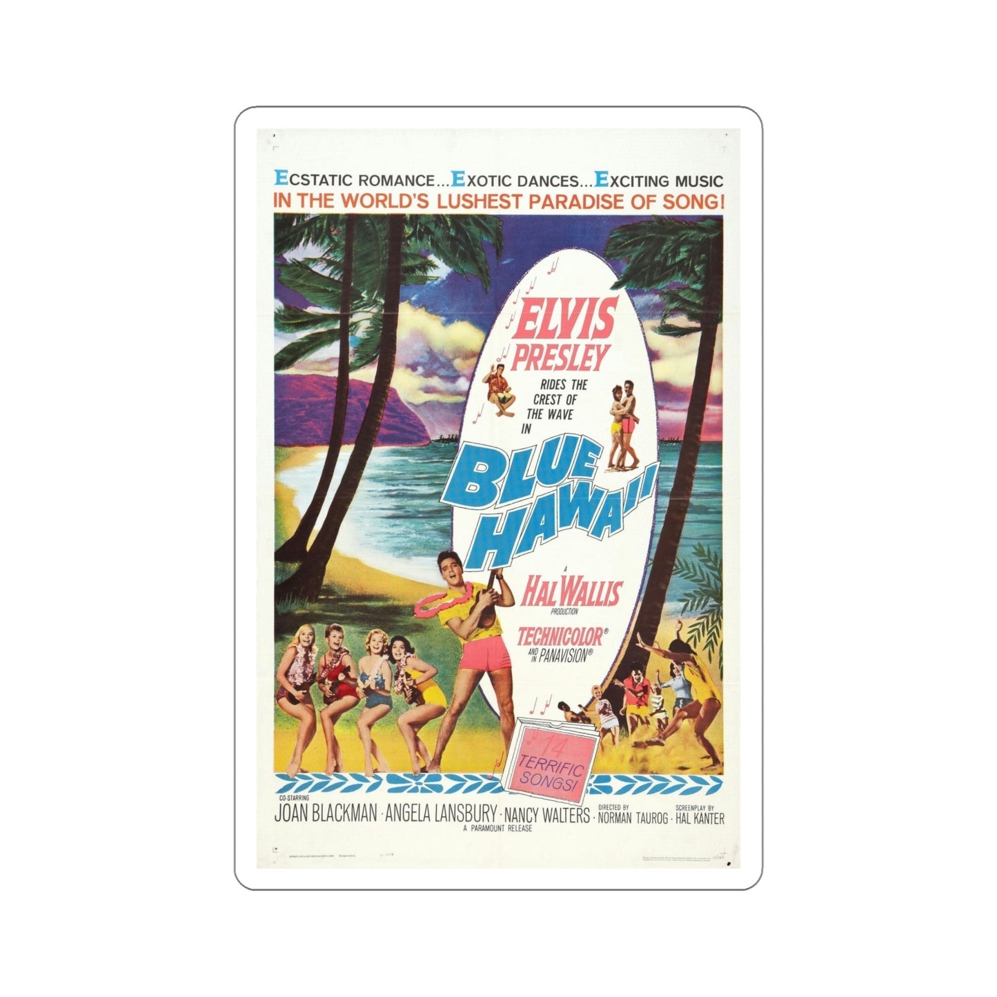 Blue Hawaii 1961 Movie Poster STICKER Vinyl Die-Cut Decal-5 Inch-The Sticker Space