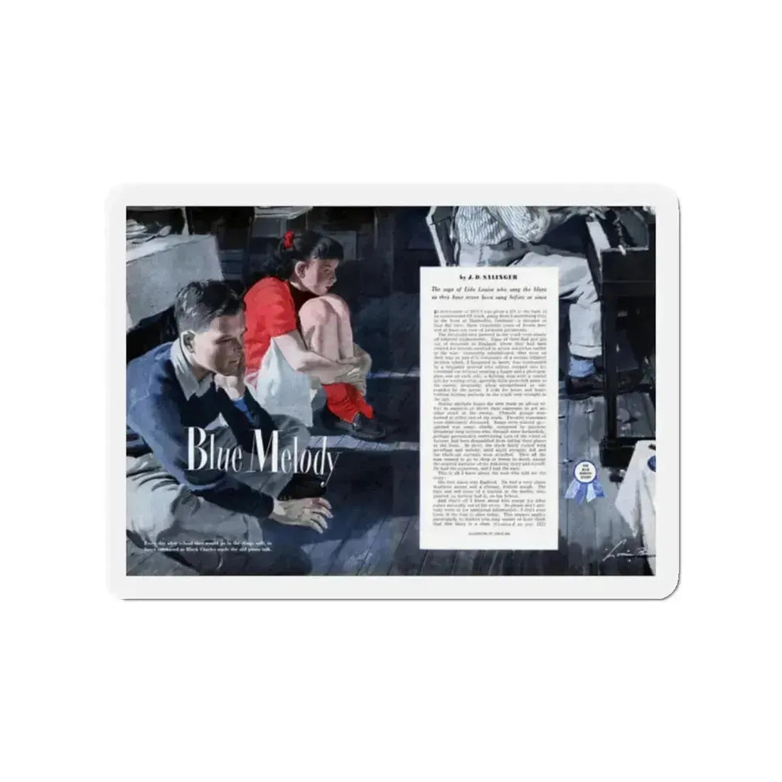 Blue Melody, Cosmopolitan, September 1948 (Magazine Illustration) Refrigerator Magnet 2 Inch Die-Cut - The Sticker Space