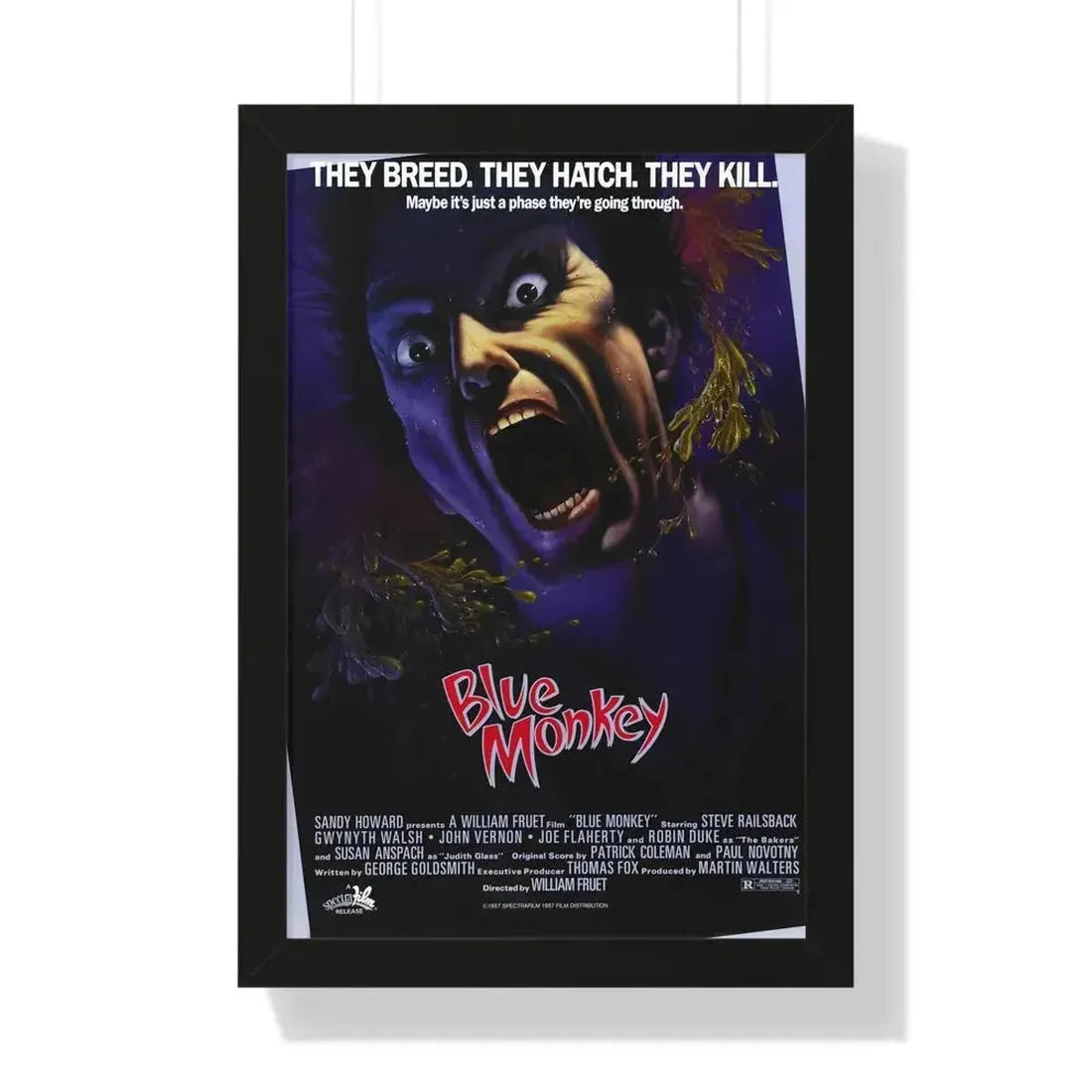 BLUE MONKEY 1987 - Framed Movie Poster - The Sticker Space