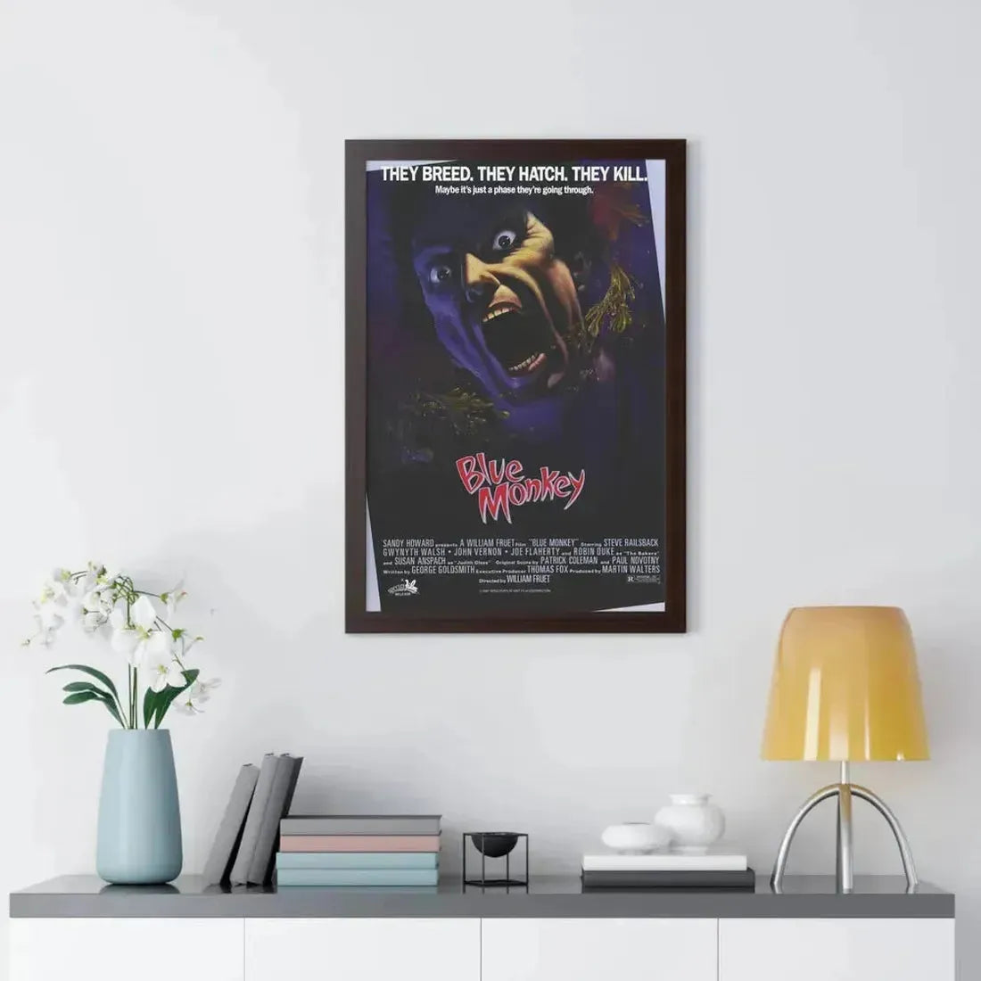 BLUE MONKEY 1987 - Framed Movie Poster - The Sticker Space