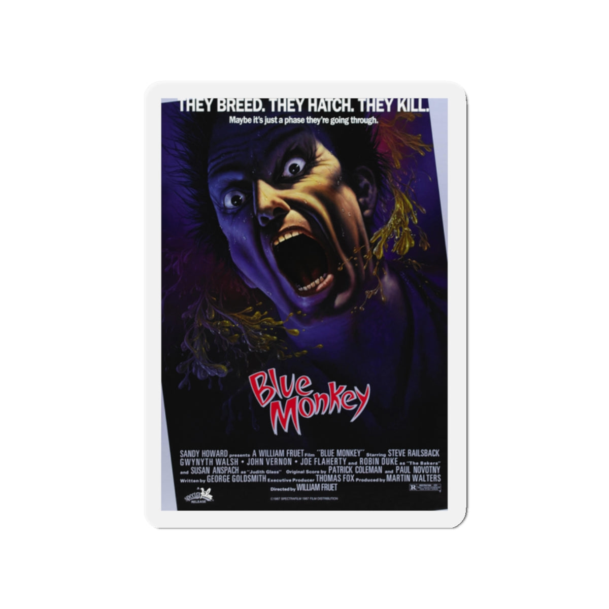 BLUE MONKEY 1987 Movie Poster - Die-Cut Magnet-2" x 2"-The Sticker Space