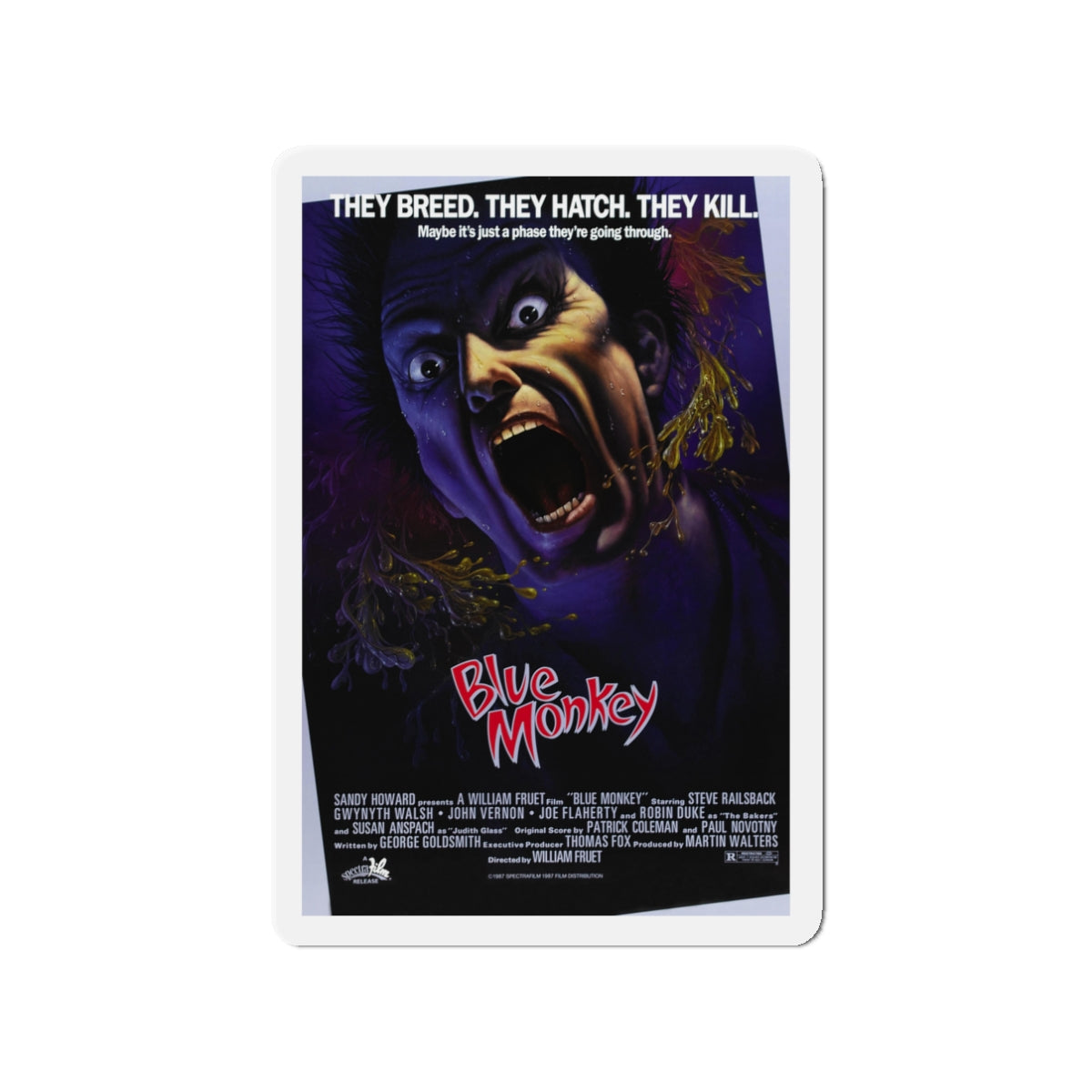 BLUE MONKEY 1987 Movie Poster - Die-Cut Magnet-3" x 3"-The Sticker Space