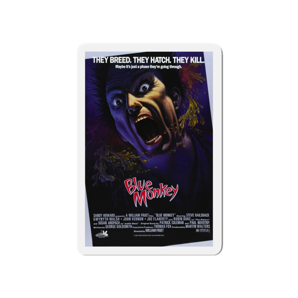 BLUE MONKEY 1987 Movie Poster - Die-Cut Magnet-5" x 5"-The Sticker Space