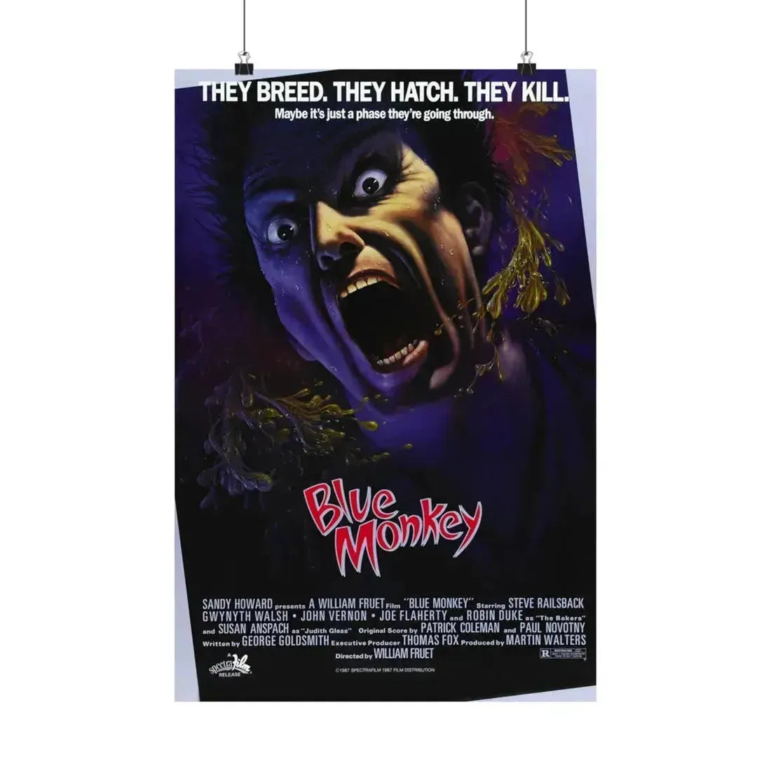 BLUE MONKEY 1987 - Paper Movie Poster 16″ x 24″ Matte - The Sticker Space