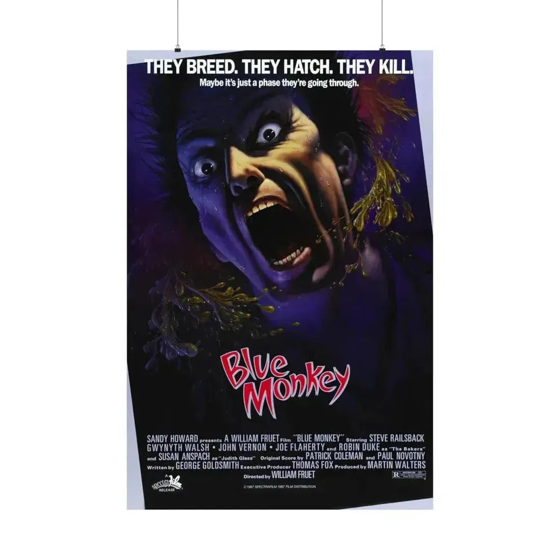 BLUE MONKEY 1987 - Paper Movie Poster 36" x 54" Matte - The Sticker Space