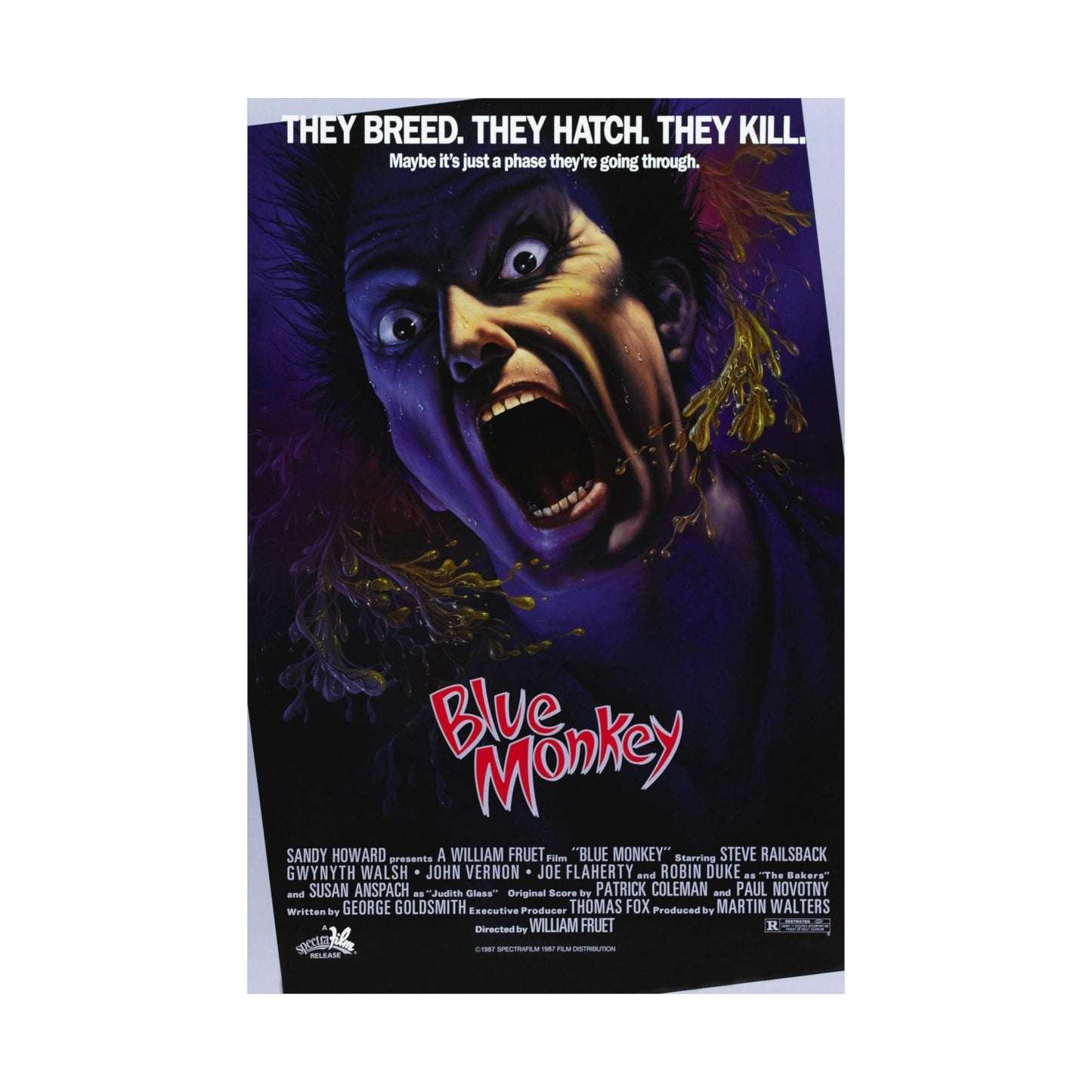 BLUE MONKEY 1987 - Paper Movie Poster-The Sticker Space