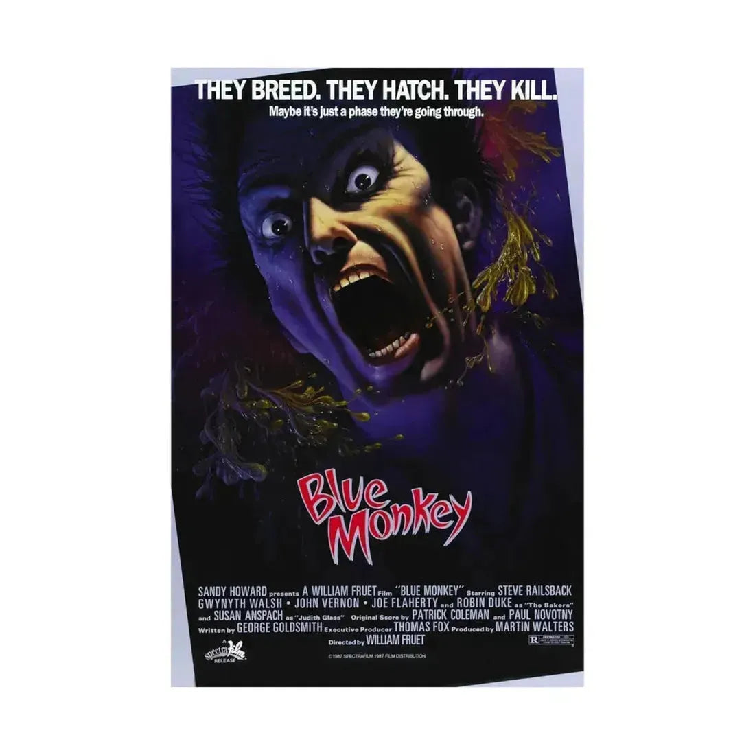BLUE MONKEY 1987 - Paper Movie Poster - The Sticker Space