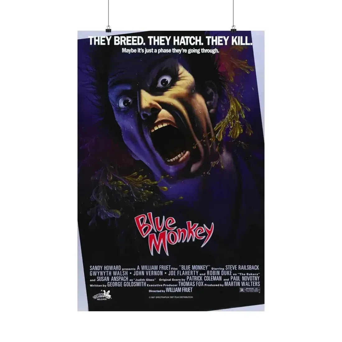 BLUE MONKEY 1987 - Paper Movie Poster - The Sticker Space