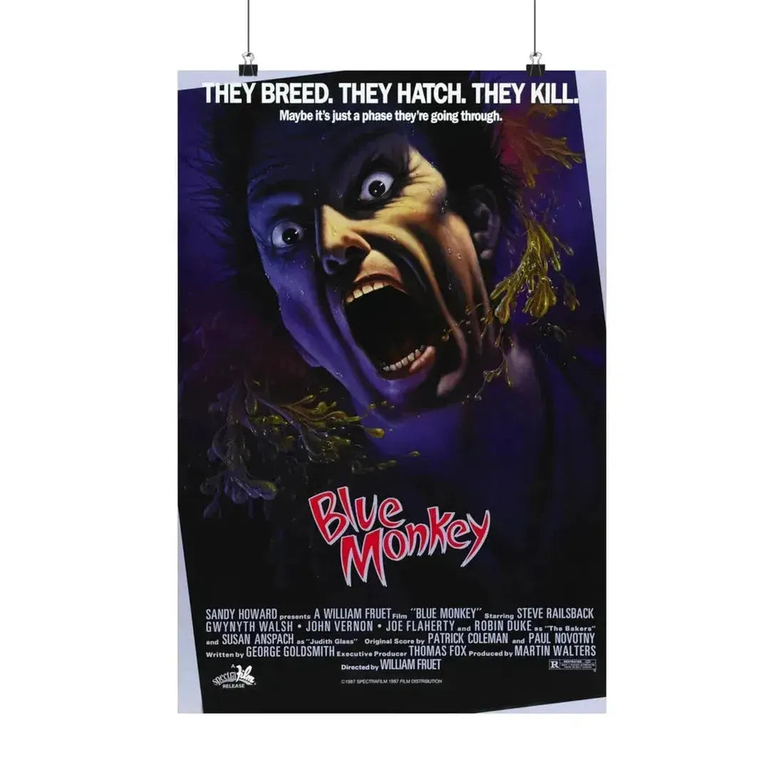 BLUE MONKEY 1987 - Paper Movie Poster - The Sticker Space