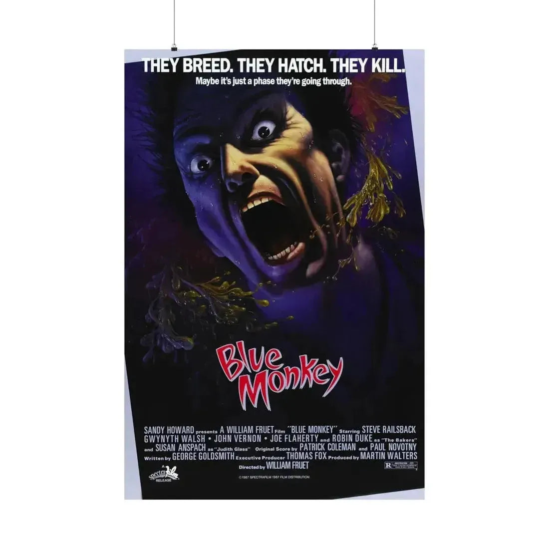 BLUE MONKEY 1987 - Paper Movie Poster - The Sticker Space