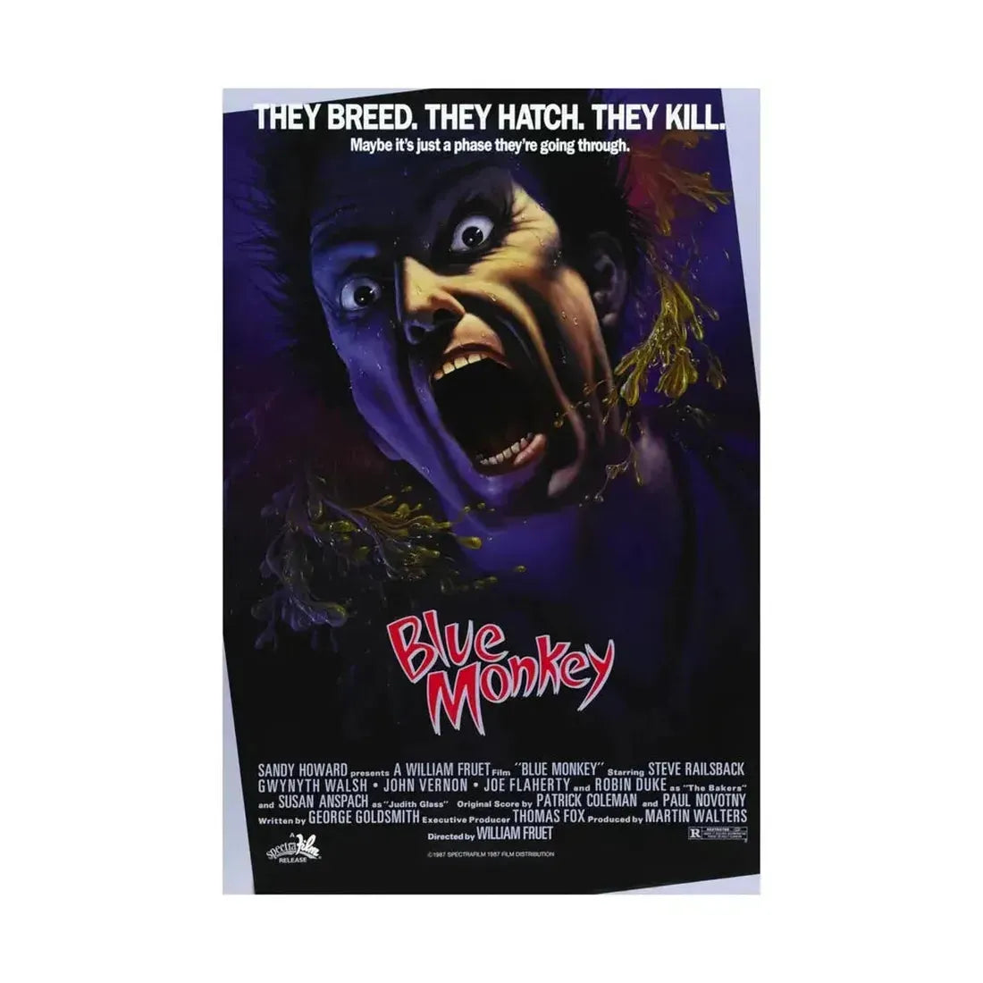 BLUE MONKEY 1987 - Paper Movie Poster - The Sticker Space