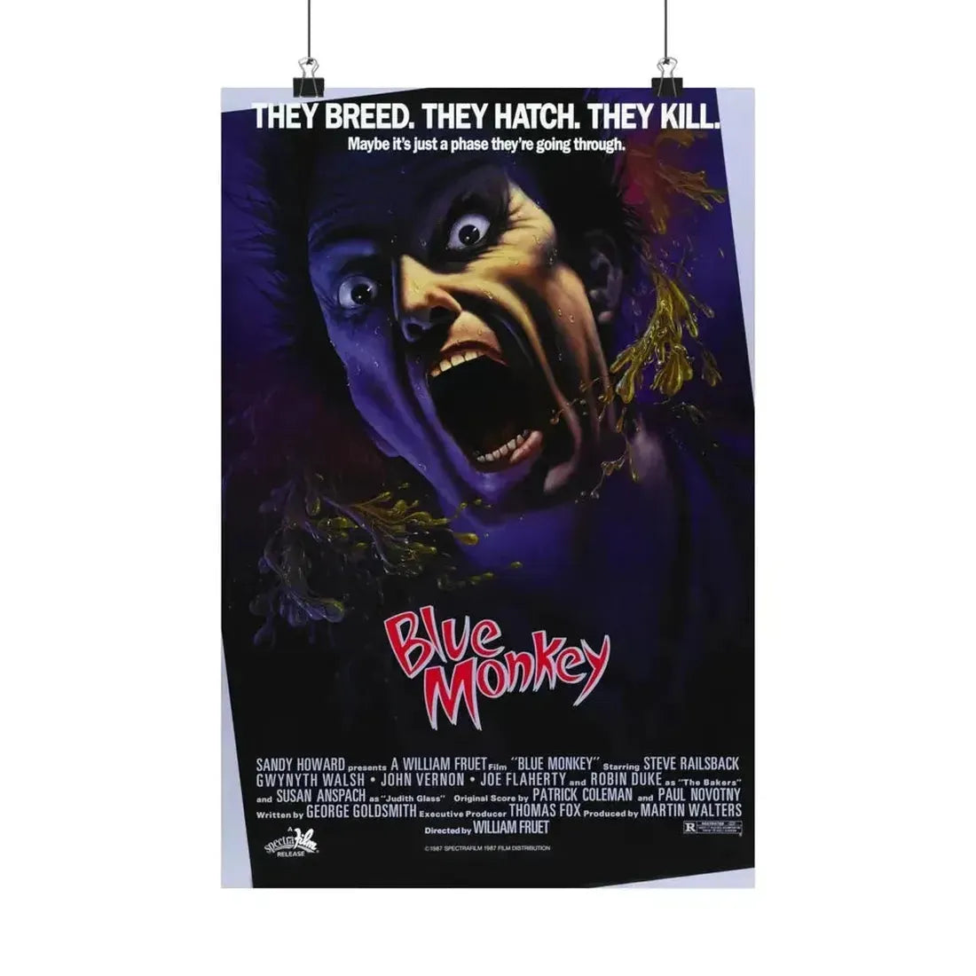 BLUE MONKEY 1987 - Paper Movie Poster - The Sticker Space