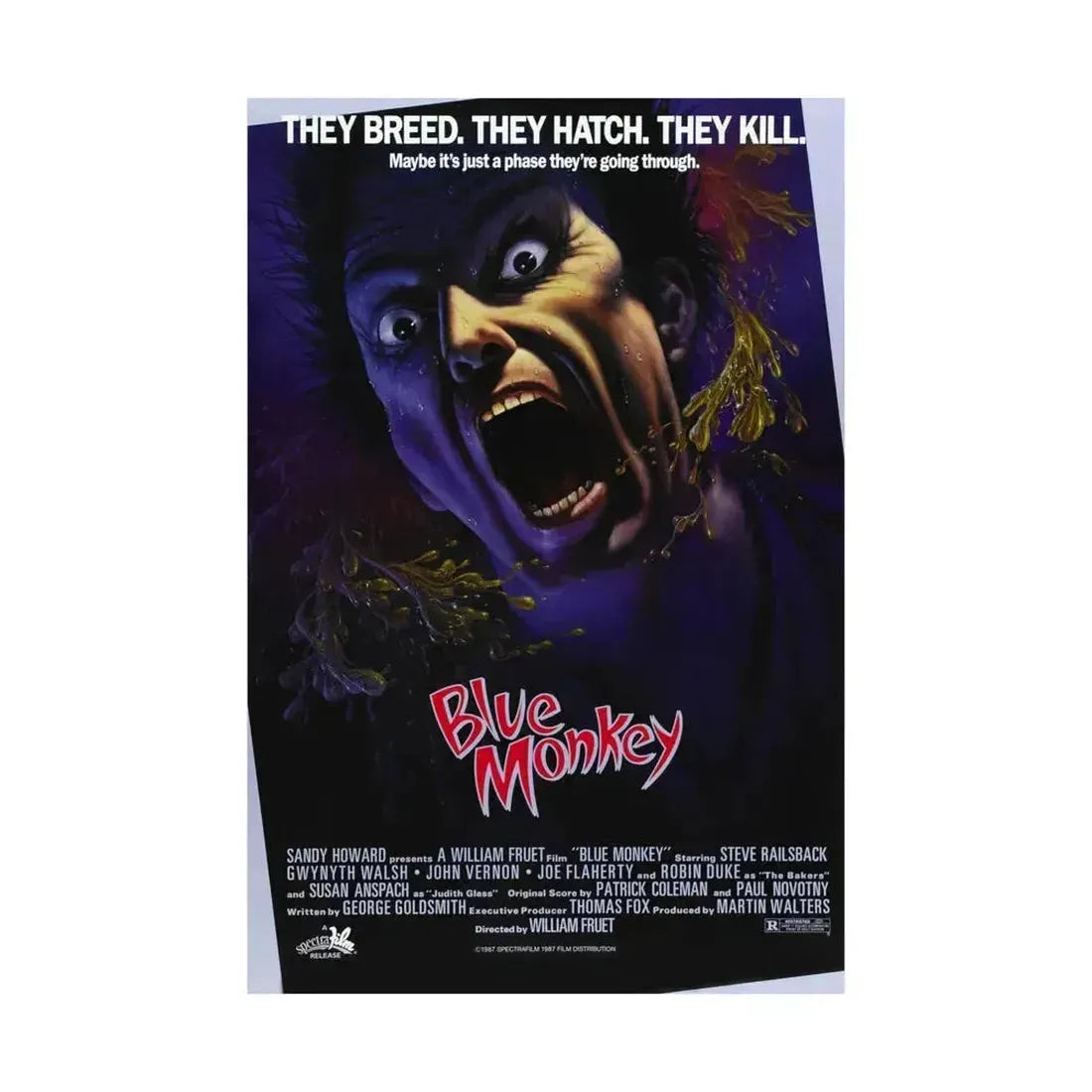 BLUE MONKEY 1987 - Paper Movie Poster - The Sticker Space