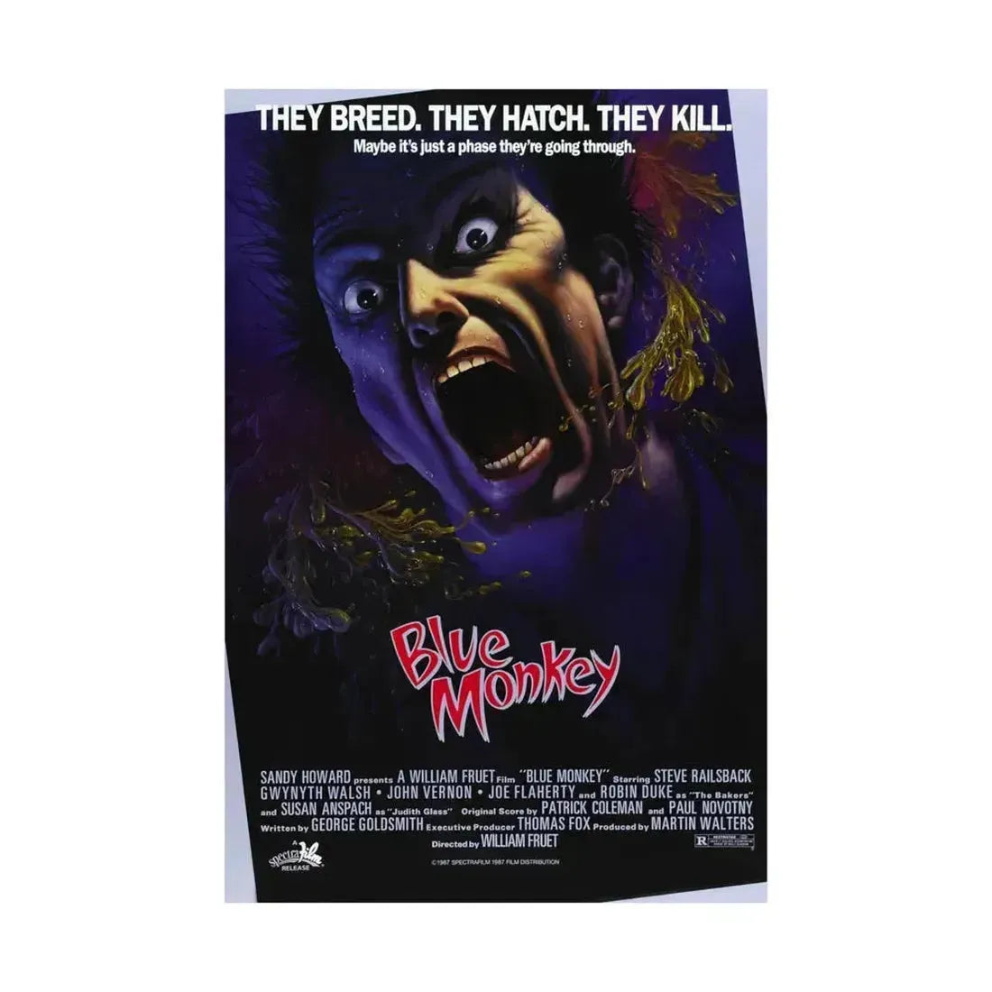 BLUE MONKEY 1987 - Paper Movie Poster - The Sticker Space